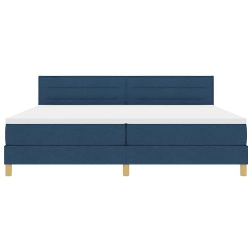 Легло с пружинирана основа с матрак Синьо 200 x 200 cm текстил