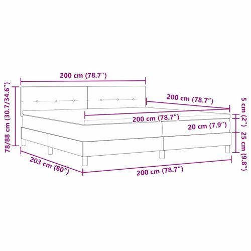 Легло с пружинирана основа с матрак Синьо 200 x 200 cm текстил