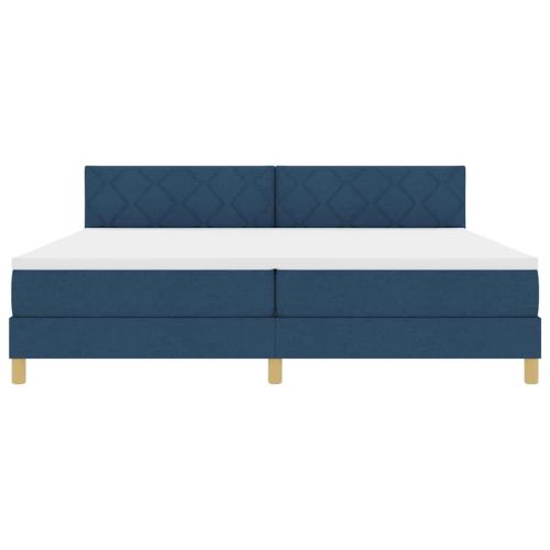 Легло с пружинирана основа с матрак Синьо 200 x 200 cm текстил