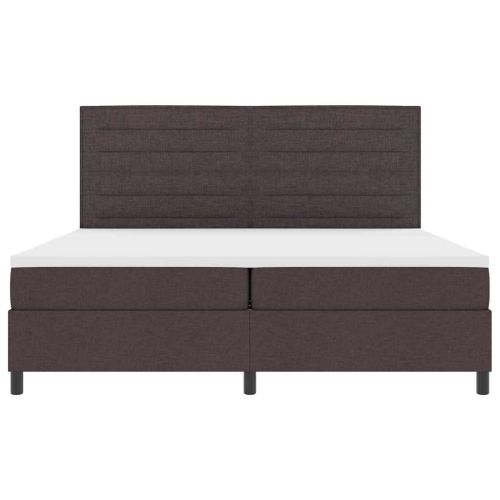Легло с пружинирана основа Тъмен кафяв 200 x 200 cm текстил