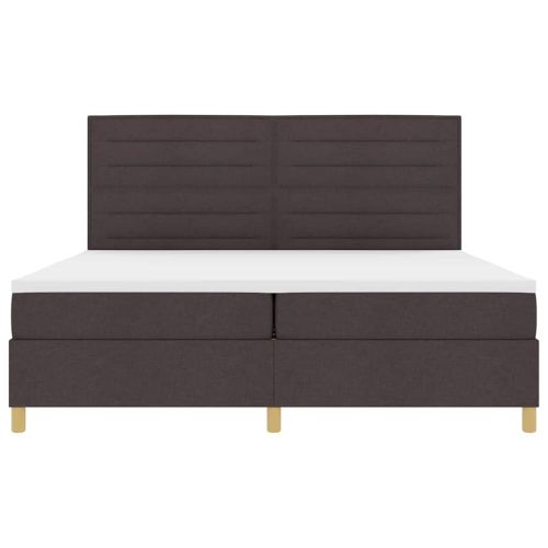 Легло с пружинирана основа Тъмен кафяв 200 x 200 cm текстил