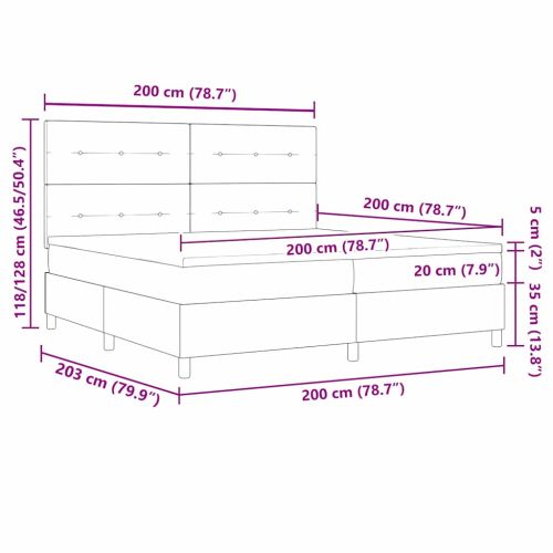 Легло с пружинирана основа с матрак Синьо 200 x 200 cm текстил