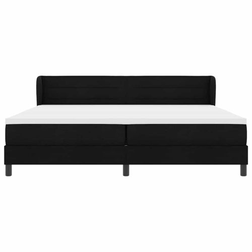 Легло с пружинирана основа с матрак Черно 200 x 200 cm текстил