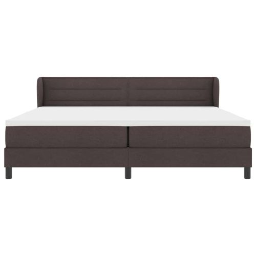 Легло с пружинирана основа Тъмен кафяв 200 x 200 cm текстил