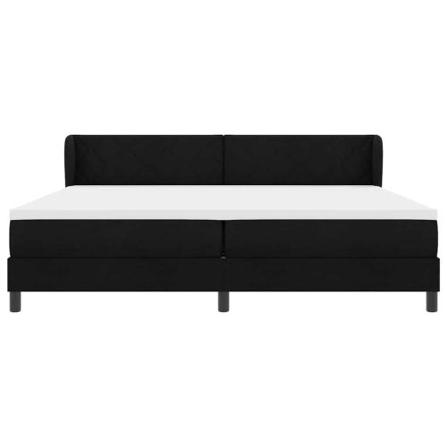 Легло с пружинирана основа с матрак Черно 200 x 200 cm текстил