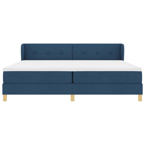 Легло с пружинирана основа с матрак Синьо 200 x 200 cm текстил