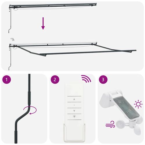 Автоматично прибираща се тента с LED антрацит и бял 500x300 см