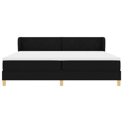 Легло с пружинирана основа с матрак Черно 200 x 200 cm текстил