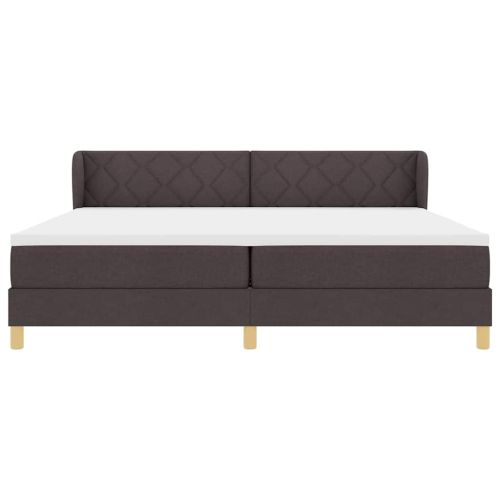 Легло с пружинирана основа Тъмен кафяв 200 x 200 cm текстил