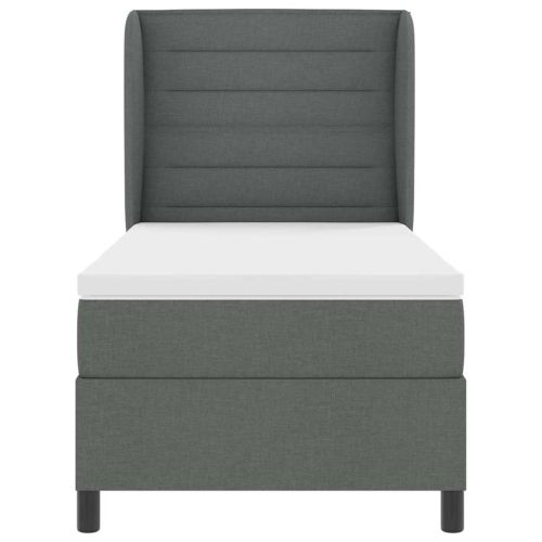 Легло с пружинирана основа Тъмносив 100 x 200 cm текстил