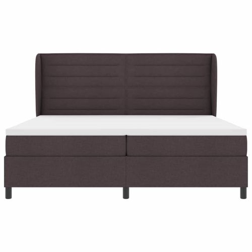 Легло с пружинирана основа Тъмнокафяв 200 x 200 cm текстил