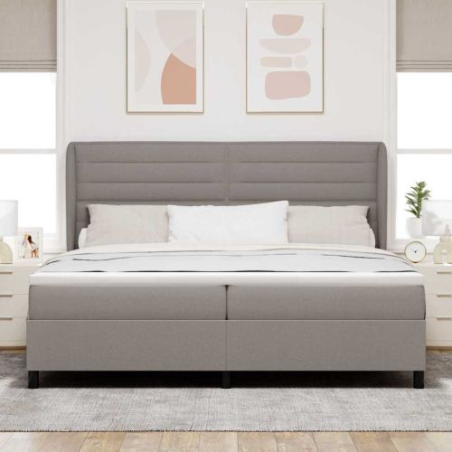 Легло с пружинирана основа с матрак Таупе 200 x 200 cm текстил