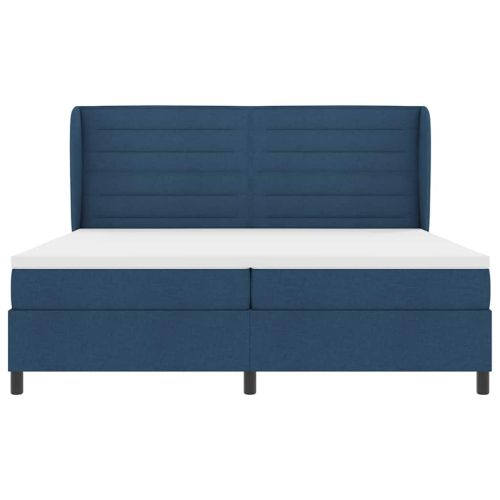 Легло с пружинирана основа с матрак Синьо 200 x 200 cm текстил