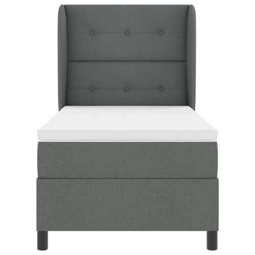 Легло с пружинирана основа Тъмносив 80 x 200 cm текстил