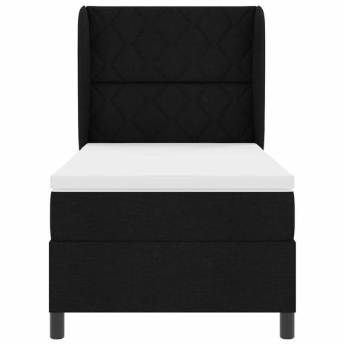 Легло с пружинирана основа с матрак Черно 100 x 200 cm текстил