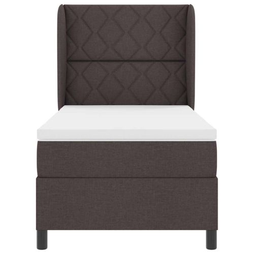 Легло с пружинирана основа Тъмнокафяв 100 x 200 cm текстил