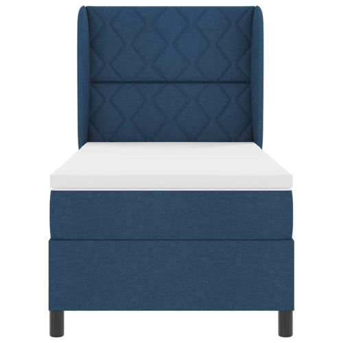 Легло с пружинирана основа с матрак Синьо 100 x 200 cm текстил