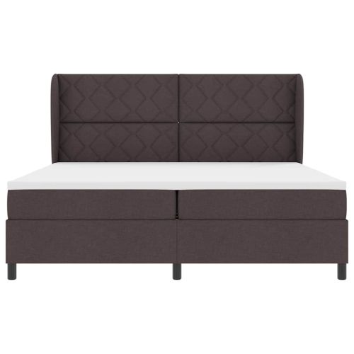 Легло с пружинирана основа Тъмнокафяв 200 x 200 cm текстил