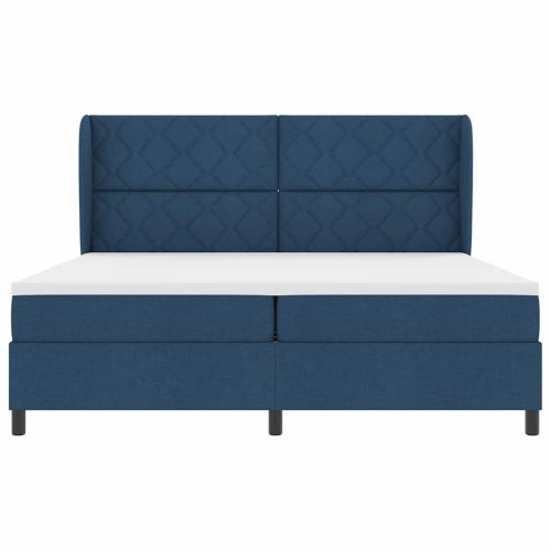 Легло с пружинирана основа с матрак Синьо 200 x 200 cm текстил