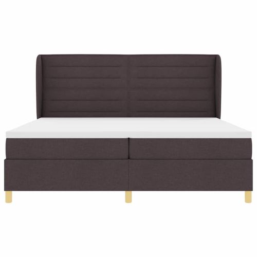 Легло с пружинирана основа Тъмен кафяв 200 x 200 cm текстил