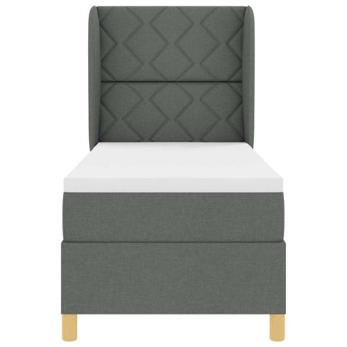 Легло с пружинирана основа Тъмен сив 200 x 80 см текстил