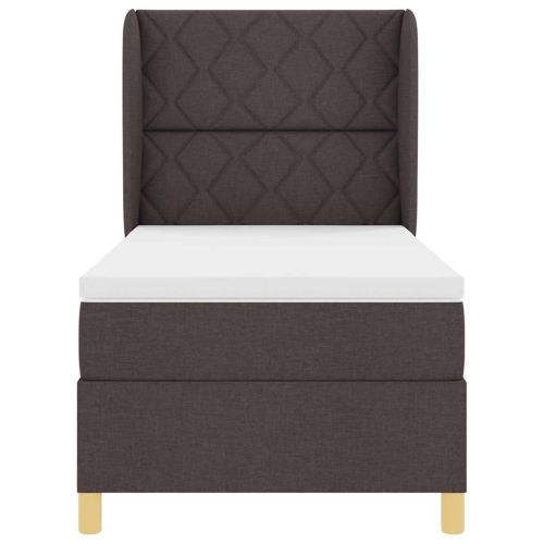 Легло с пружинирана основа Тъмен кафяв 200 x 100 cm текстил