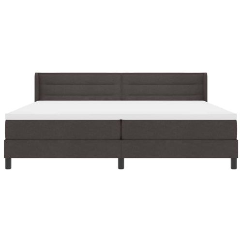 Легло с пружинирана основа Тъмен кафяв 200 x 200 cm текстил