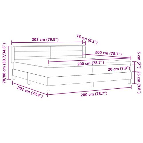 Легло с пружинирана основа Тъмен кафяв 200 x 200 cm текстил