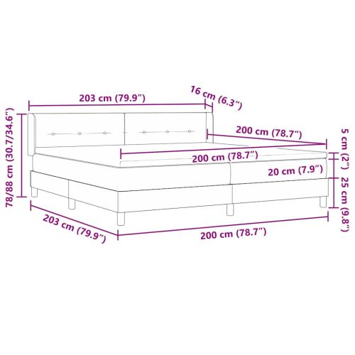 Легло с пружинирана основа с матрак Синьо 200 x 200 cm текстил