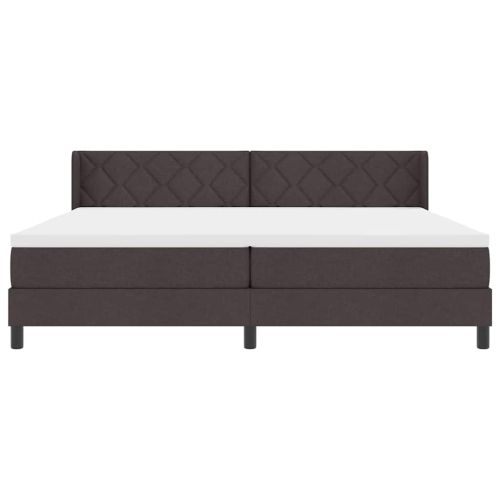 Легло с пружинирана основа Тъмен кафяв 200 x 200 cm Полиестер