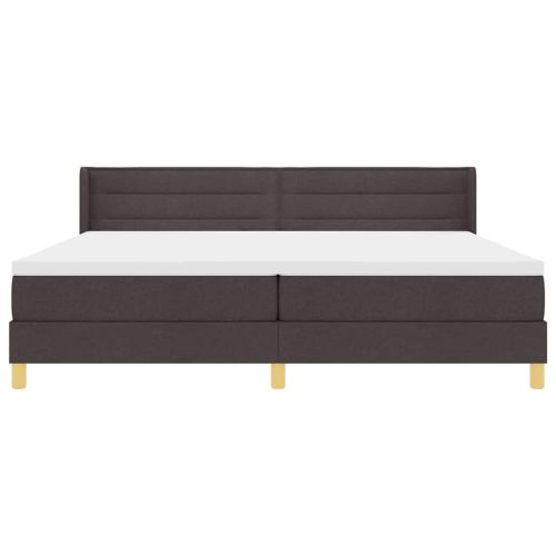 Легло с пружинирана основа Тъмен кафяв 200 x 200 cm Полиестер