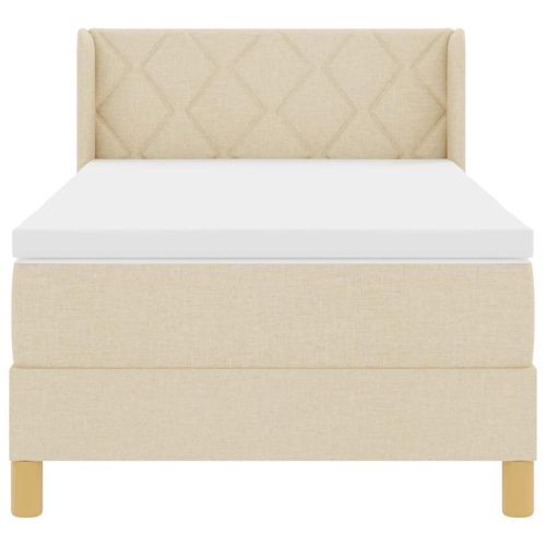 Легло с пружини с матрак с таблото Крем 90 x 200 cm текстил