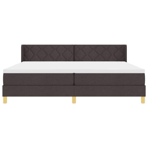 Легло с пружинирана основа Тъмен кафяв 200 x 200 cm Полиестер