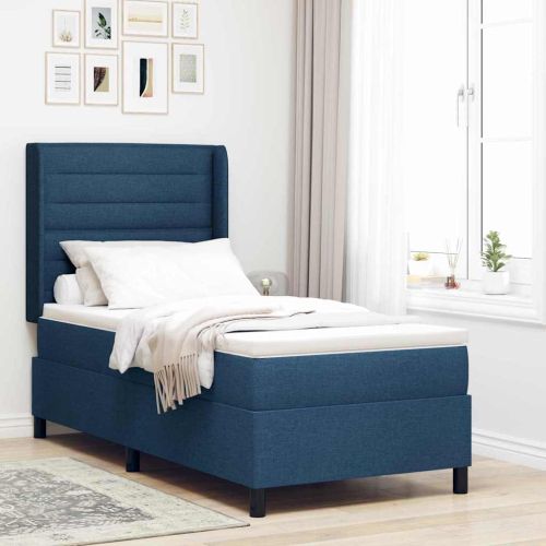 Легло с пружинирана основа с матрак Синьо 200 x 90 см текстил