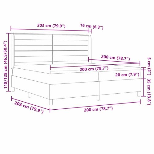 Легло с пружинирана основа с матрак Черен 200 x 200 cm текстил