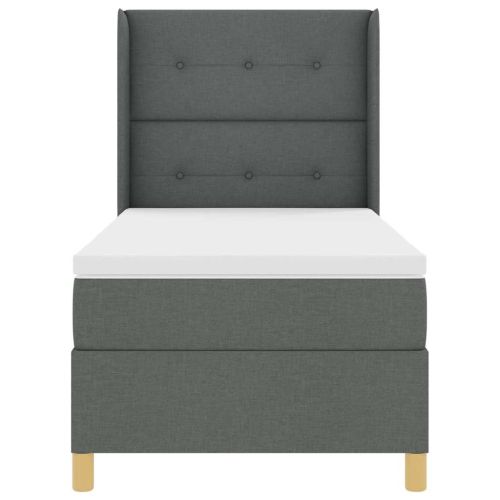 Легло с пружинирана основа Тъмен сив 80 x 200 cm текстил