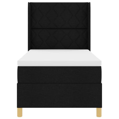 Легло с пружинирана основа с матрак Черно 100 x 200 cm текстил