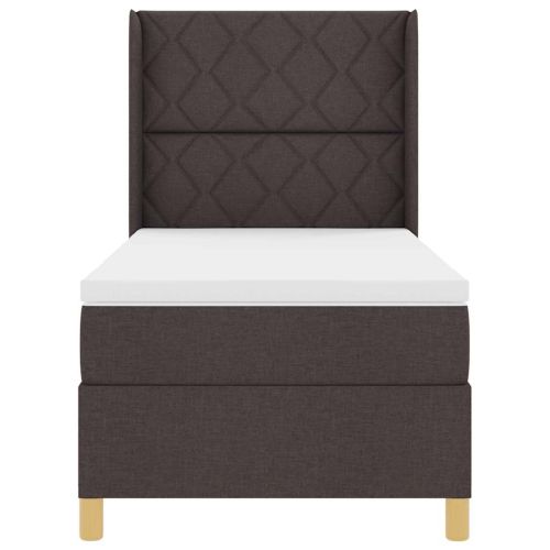 Легло с пружинирана основа Тъмен кафяв 100 x 200 cm текстил