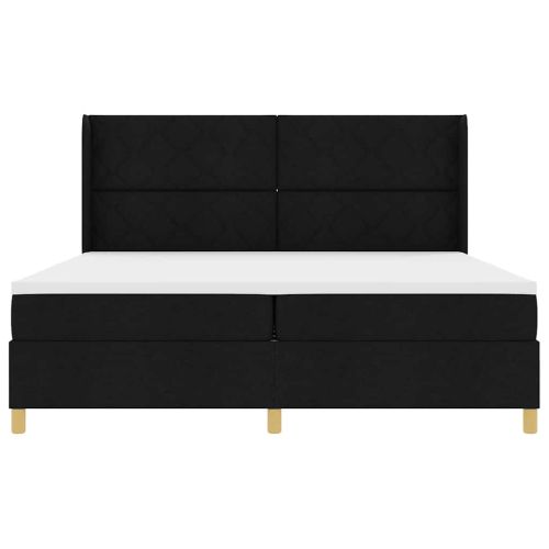 Легло с пружинирана основа с матрак Черно 200 x 200 cm текстил