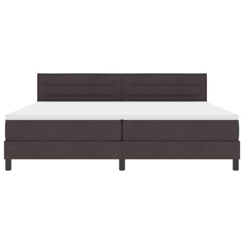 Легло с пружинирана основа Тъмен кафяв 200 x 200 cm текстил