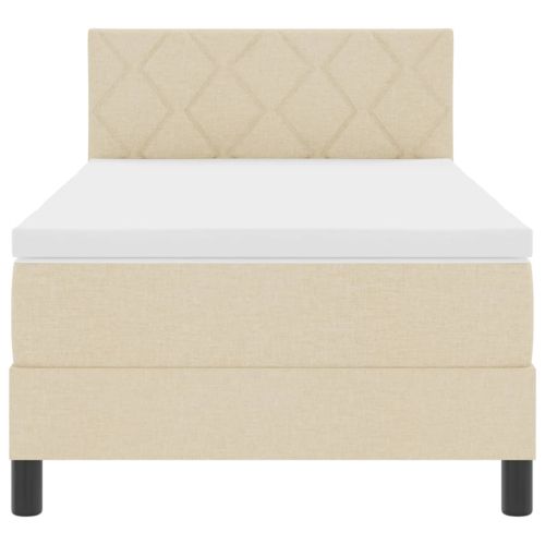 Легло с пружинирана основа с матрак Крем 90 x 200 cm текстил