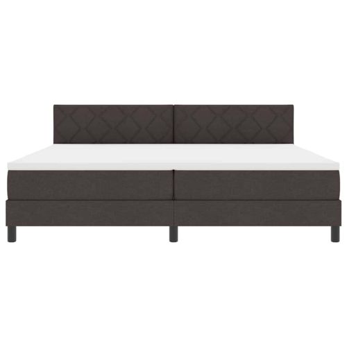 Легло с пружинирана основа Тъмен кафяв 200 x 200 cm текстил