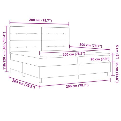 Легло с пружинирана основа с матрак Синьо 200 x 200 cm текстил