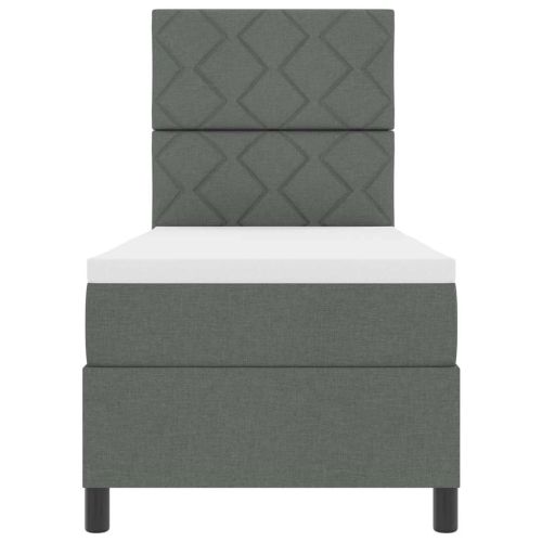 Легло с пружинирана основа с LED Тъмносив 80 x 200 cm текстил