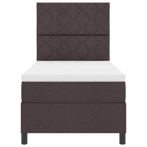 Легло с пружинирана основа Тъмнокафяв 100 x 200 cm текстил
