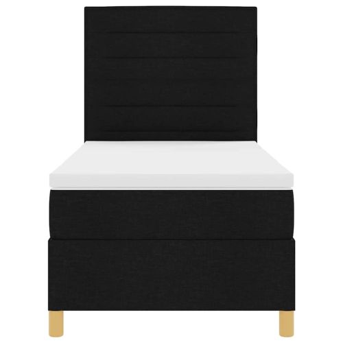 LED кутия за пружини с легло Черно 100 x 200 cm текстил