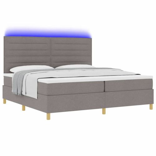 LED кутия за пружини с легло Таупе 200 x 200 cm текстил