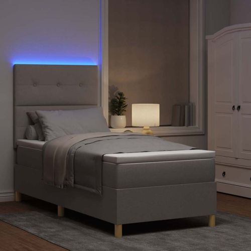 LED кутия за пружини с легло Таупе 100 x 200 cm текстил