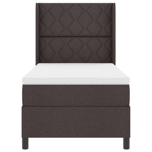 LED кутия за пружини с легло Тъмен кафяв 100 x 200 cm текстил