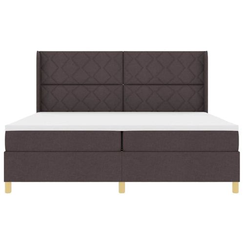 Легло с пружинирана основа с матрак Кафяво 200 x 200 cm текстил